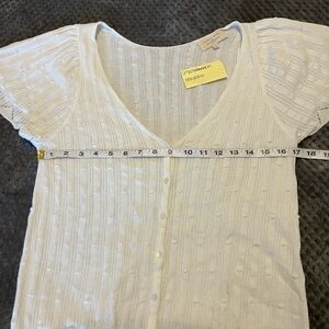 Sezane White Justine V-Neck Button-Up Top